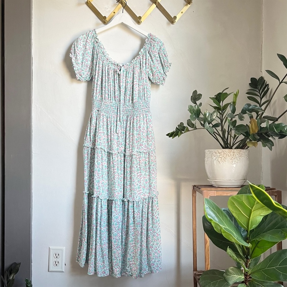 J Crew Puff-Sleeve Midi Dress in Floral